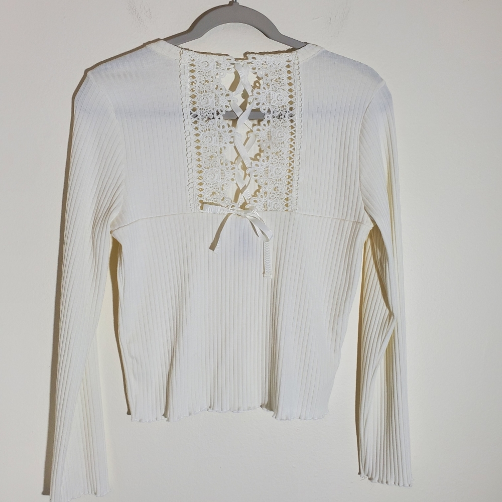 American Rag Ribbed Ribbed Knit Long Sleeve Top - Picture 4 of 7